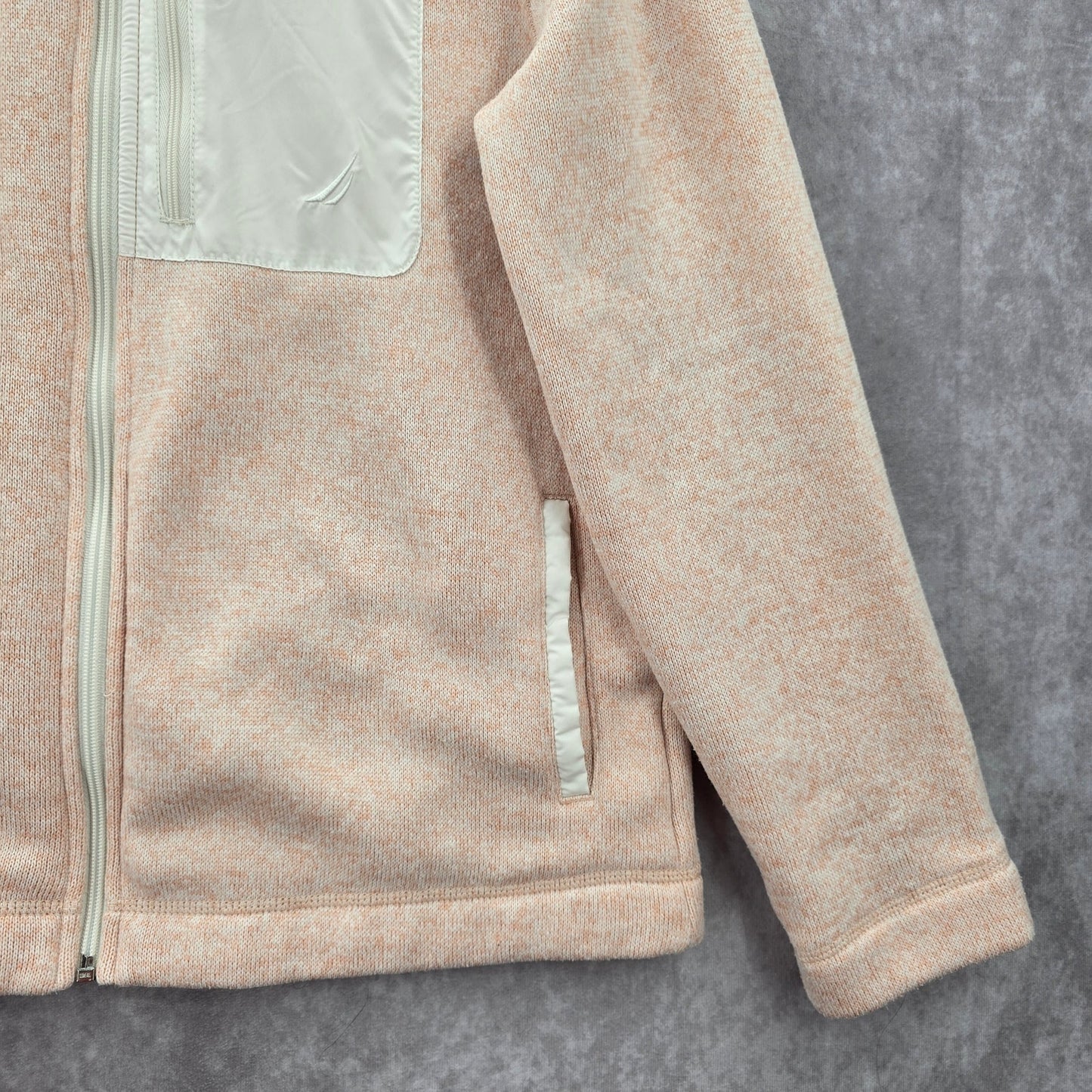 Pink Zipper Long Sleeve Fleece Sweater Coat Jacket Medium