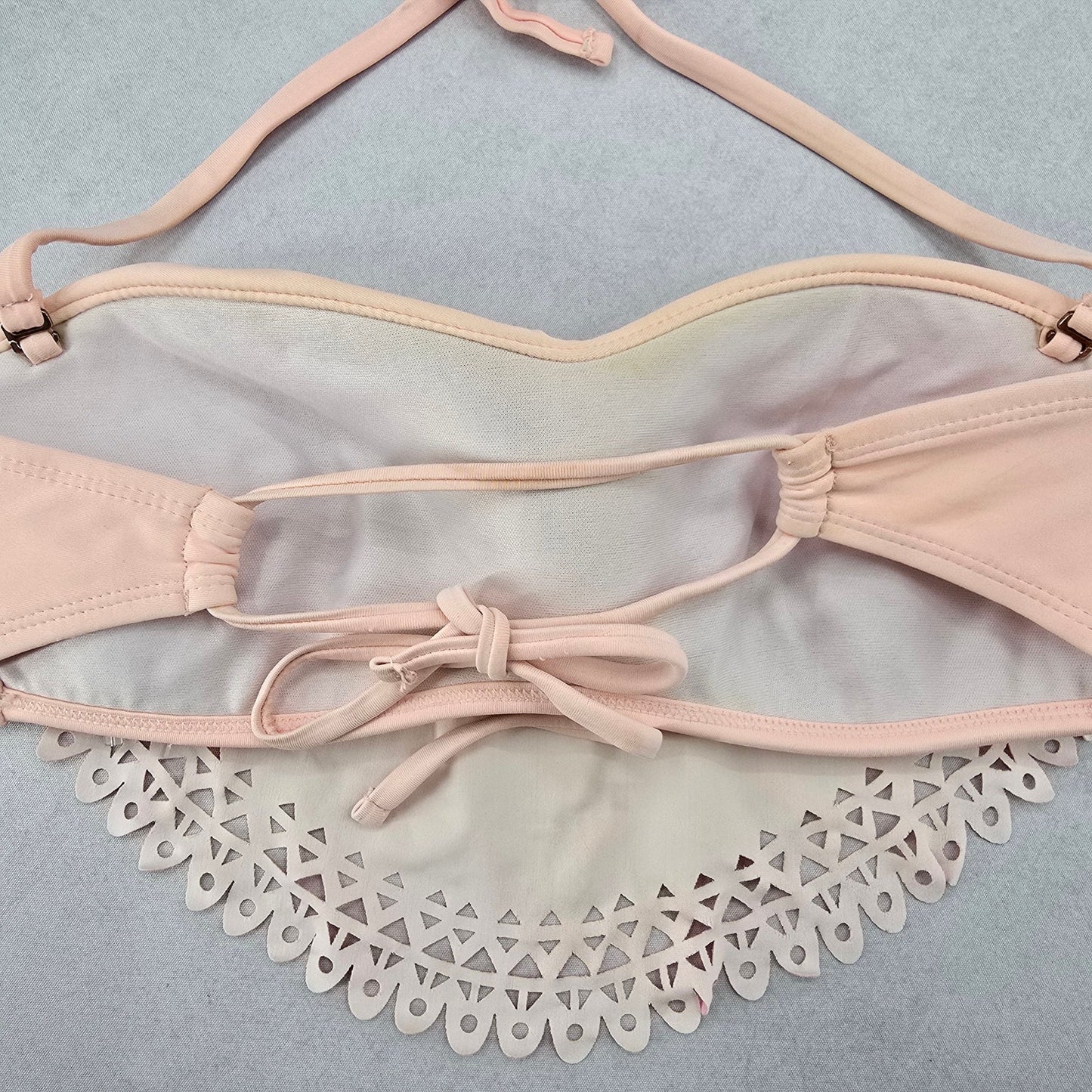 Orange Pink Ombre Cutout Tie Padded Beach Bikini Bralette Swim Top S Small