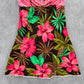 Papaya Pink Floral Vintage Sleeveless Y2K Padded Swimwear Tankini Dress S Small