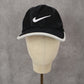 Nike Black White Raw Logo Cloth Strap Athletic Golf Baseball Cap Hat Small