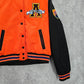 Red Fox Orange Black Varsity Puffer Hood Vintage Y2K Bomber Jacket Coat Medium M