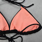Black Embroidered Stud Padded Tie Beach Sports Bikini Bralette Swim Top S Small