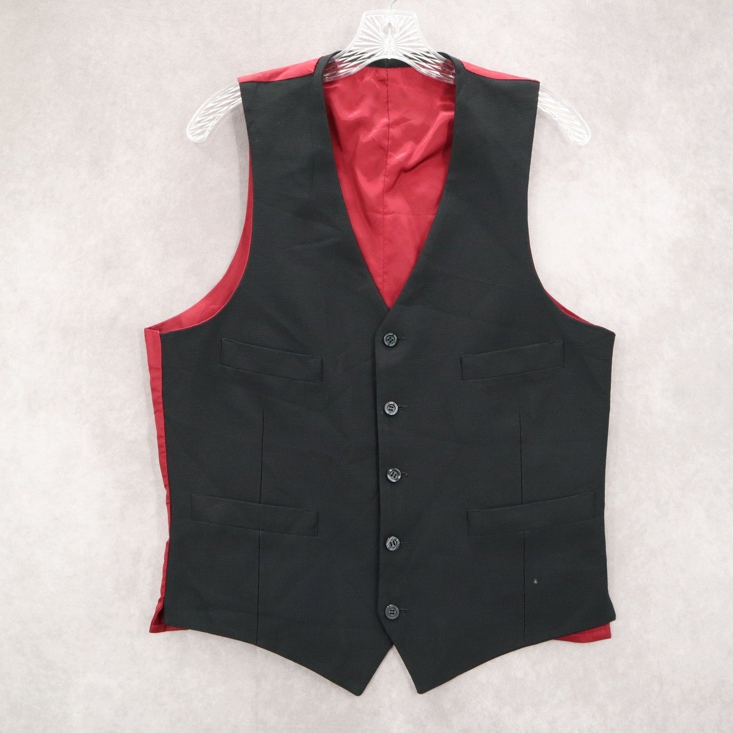 Black 5 Button Red Point 4 Welt Pocket Waistcoat Formal Tuxedo Suit Vest S 38R
