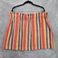 Orange Gray Y2K Retro Indie Mini Cotton Button Stripe Skirt Plus 2XL