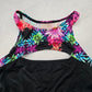 Neontide Black Floral Sports Bra Cutout Active Bikini Bralette Swim Top S Small