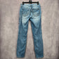 129. Seven7 Blue Embroidered Floral Straight Tapered Denim Pants Jeans 6
