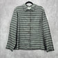 Easy Spirit Gray Stripe Button Metallic Long Sleeve Coat Jacket Large