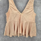 Pink Ruffle Padded Crop Swimwear Tankini Tank Top Medium M