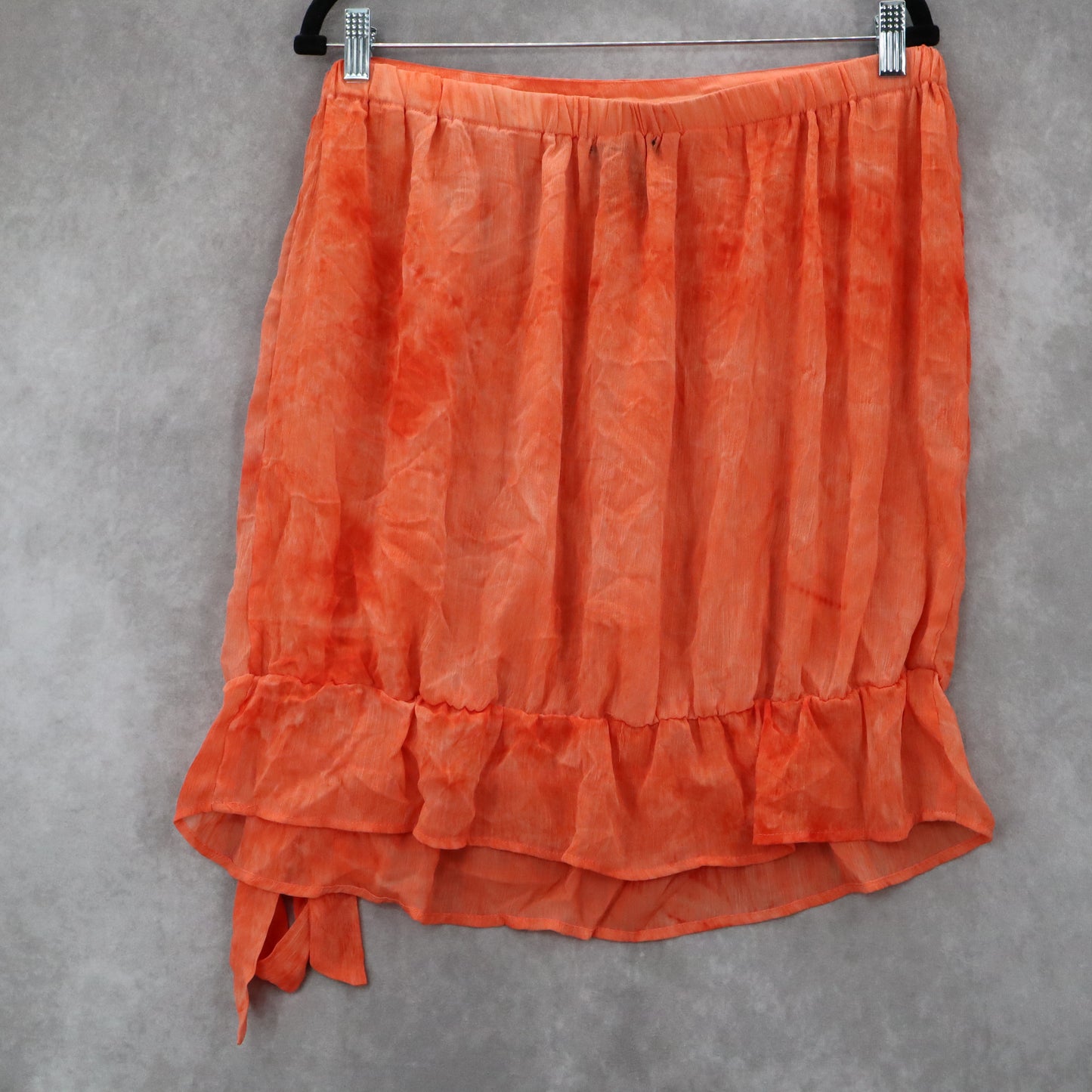 The Goddess Collection Orange Sheer Knee Length Pull On Flirty Bow Skirt Plus 1X