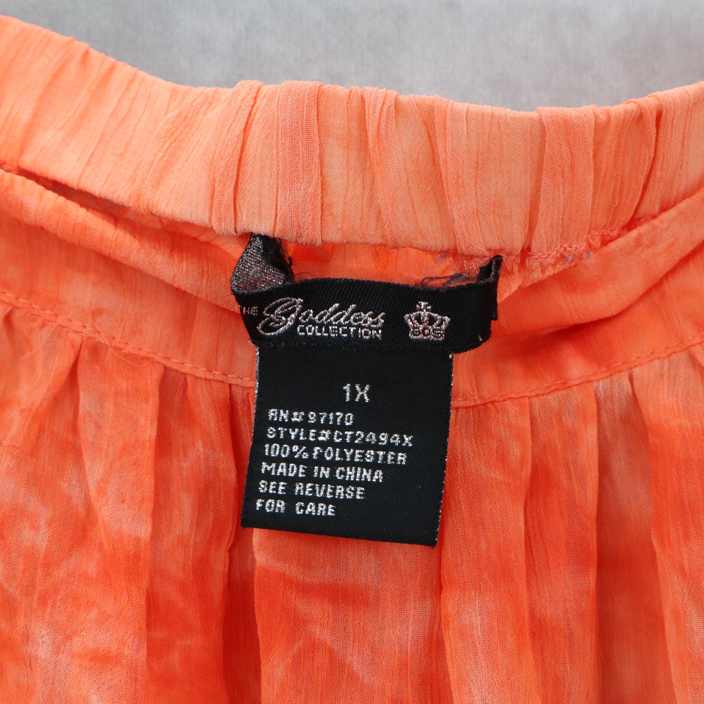 The Goddess Collection Orange Sheer Knee Length Pull On Flirty Bow Skirt Plus 1X