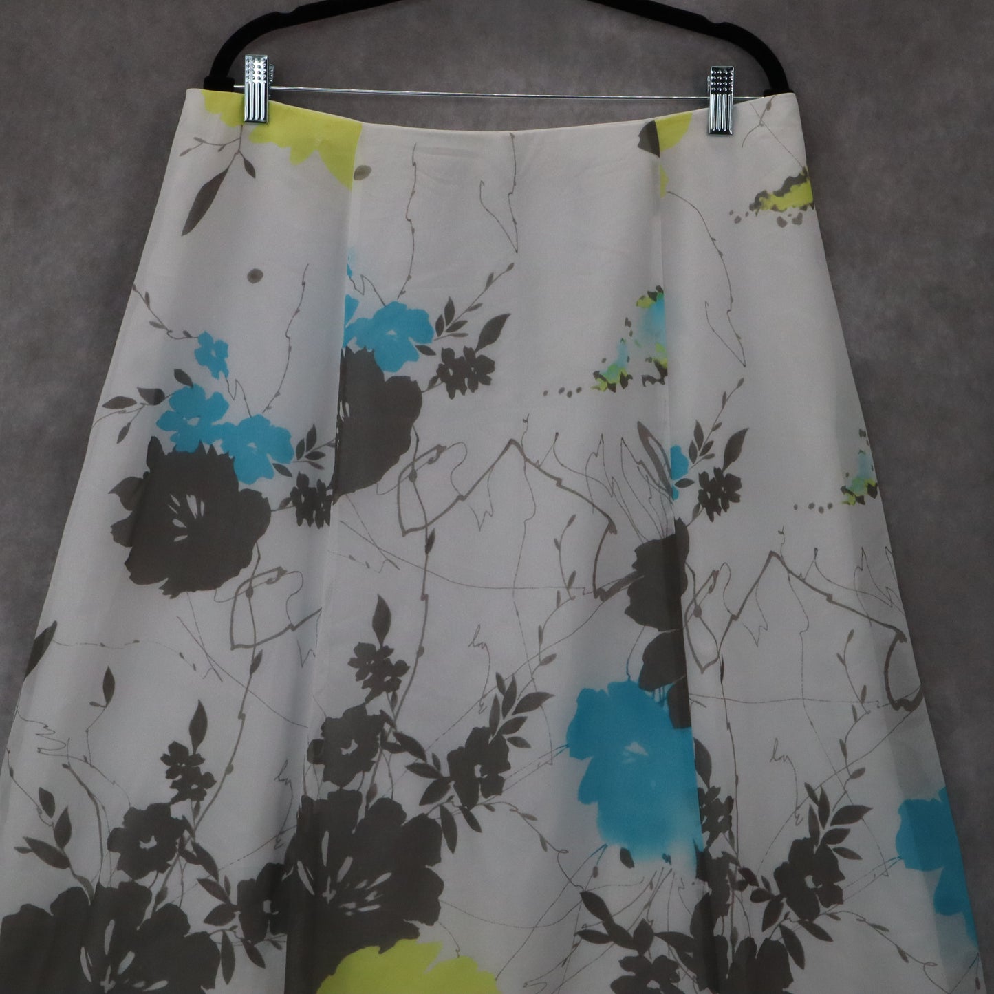 Investments II White Floral High Low Midi Flare Boho Flirty Skirt Plus 16W NWT