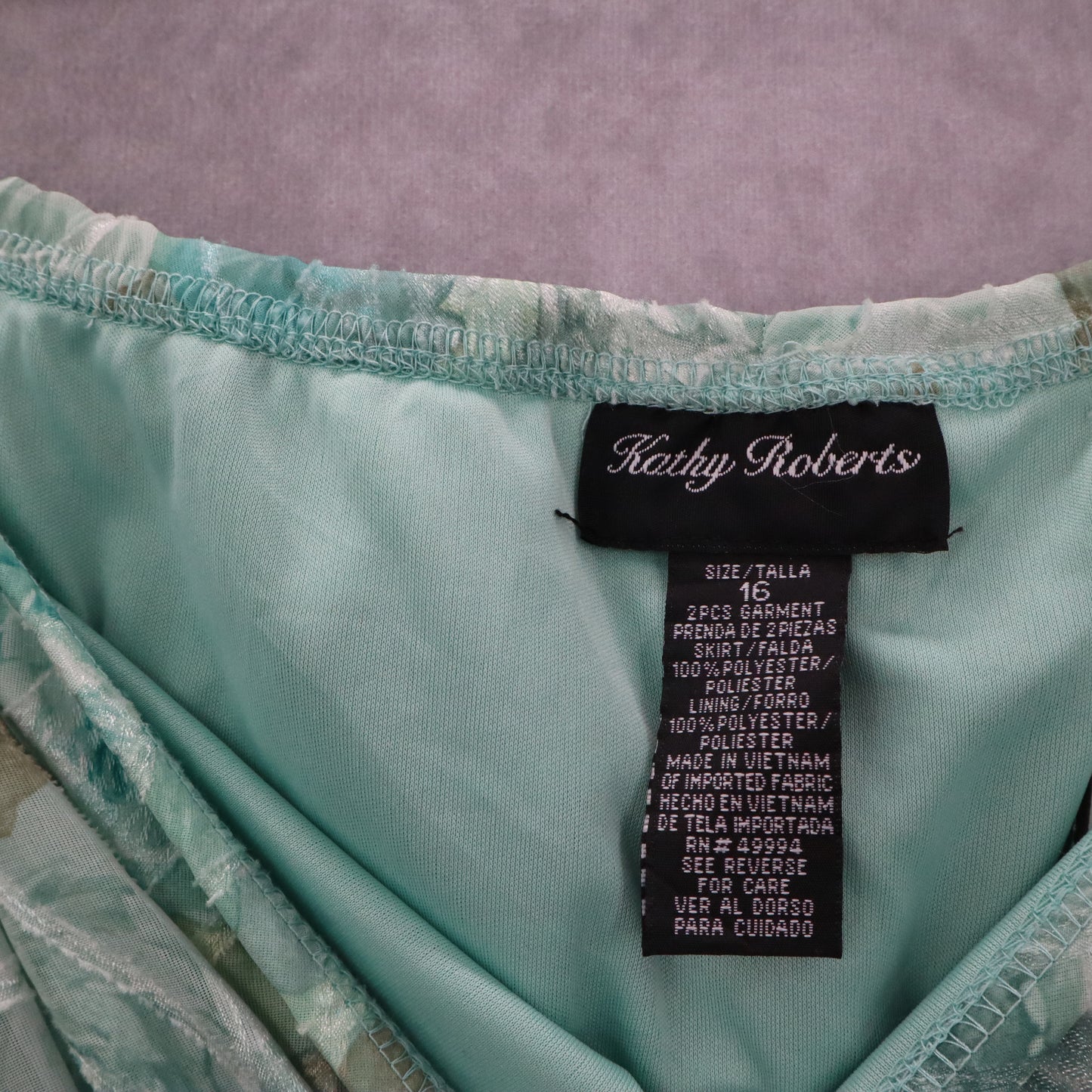 Kathy Roberts Green Floral Knee Length Flare Skirt Pull On Vintage Y2K Plus 16