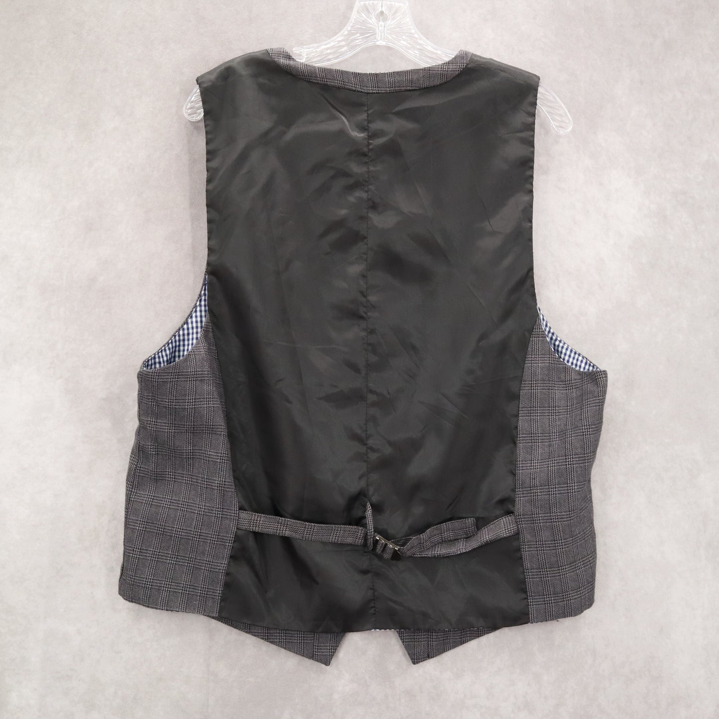 Sovereign Codes Gray Checker 5 Button Point Pocket Waistcoat Formal Suit Vest XL