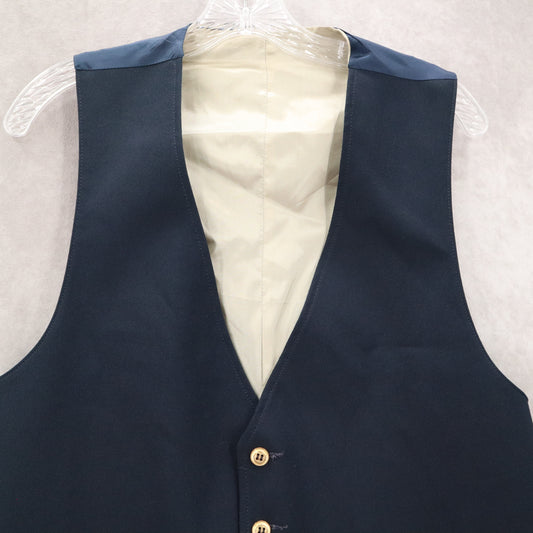 Navy Blue 5 Button Point Slim Welt Pocket Waistcoat Tuxedo Suit Vest 38R Small