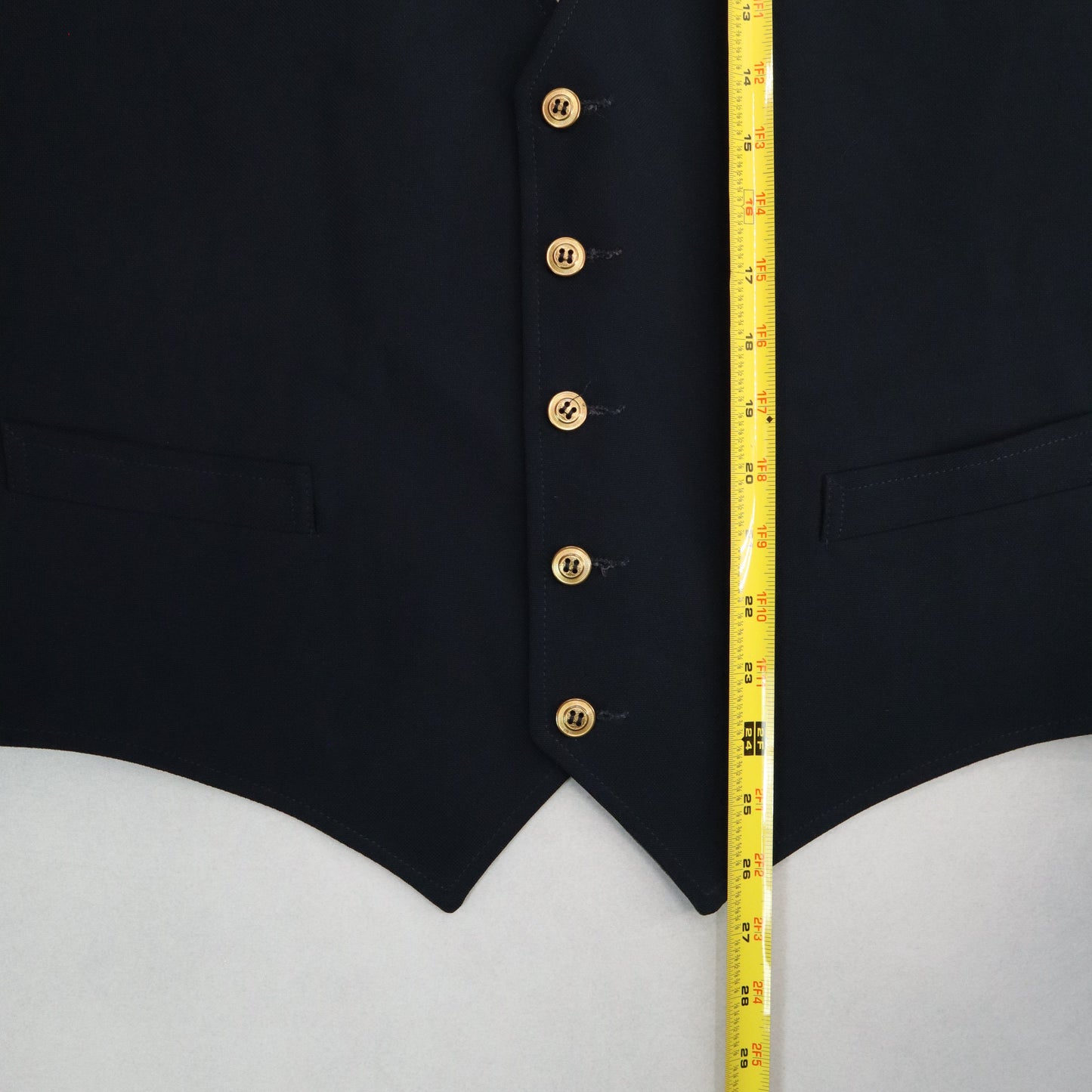 Navy Blue 5 Button Point Slim Welt Pocket Waistcoat Tuxedo Suit Vest 38R Small