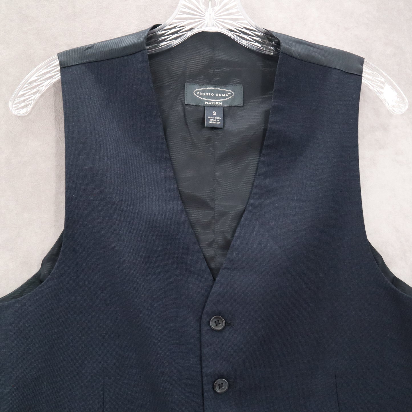 Pronto Uomo Platinum Blue 5 Button Point Bottom Waistcoat Tuxedo Suit Vest Wool 38R Small
