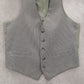 Gray Checker 5 Button Point Bottom Waistcoat Tuxedo Formal Suit Vest Wool Medium