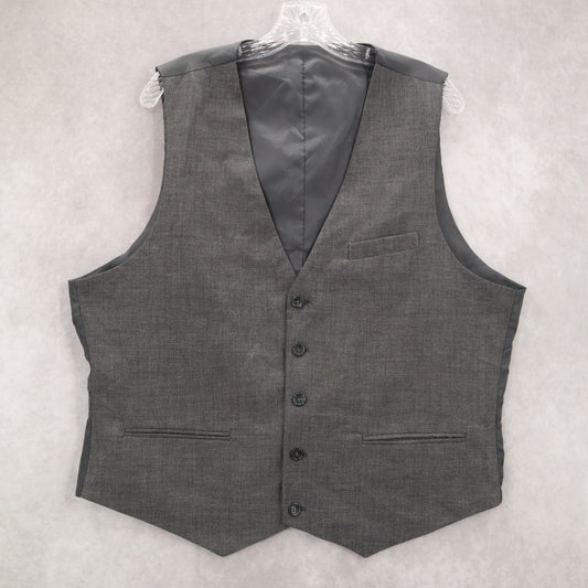 Gray Plaid 5 Button Point Bottom Waistcoat Formal Tuxedo Suit Vest Extra Large
