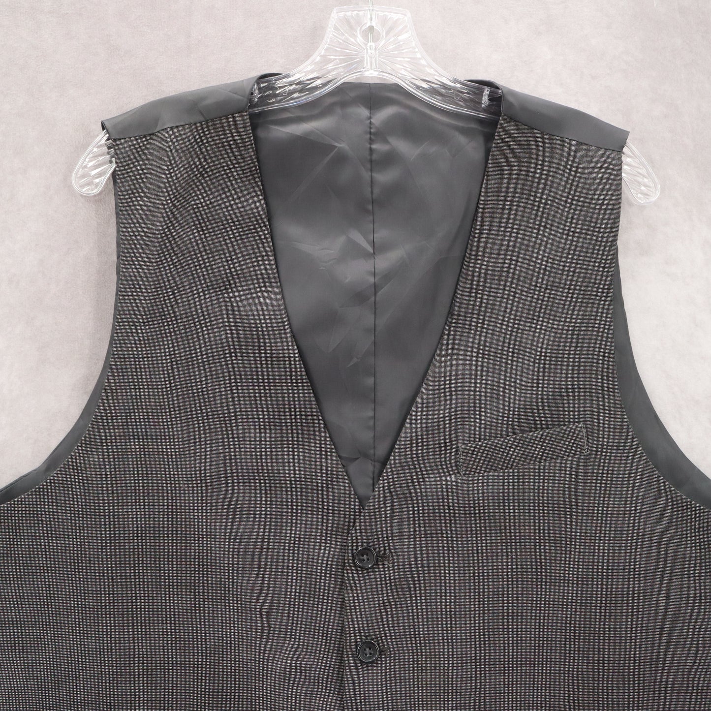 Gray Plaid 5 Button Point Bottom Waistcoat Formal Tuxedo Suit Vest Extra Large