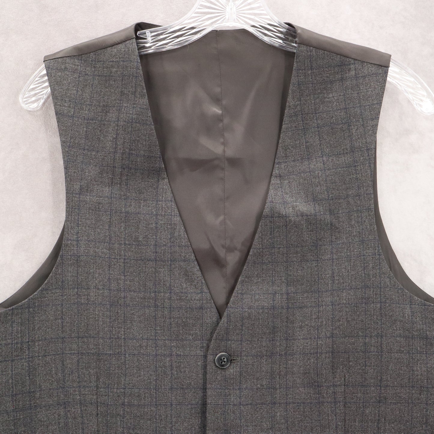 Gray Plaid 5 Button Straight Bottom Waistcoat Formal Tuxedo Suit Vest 39S Small