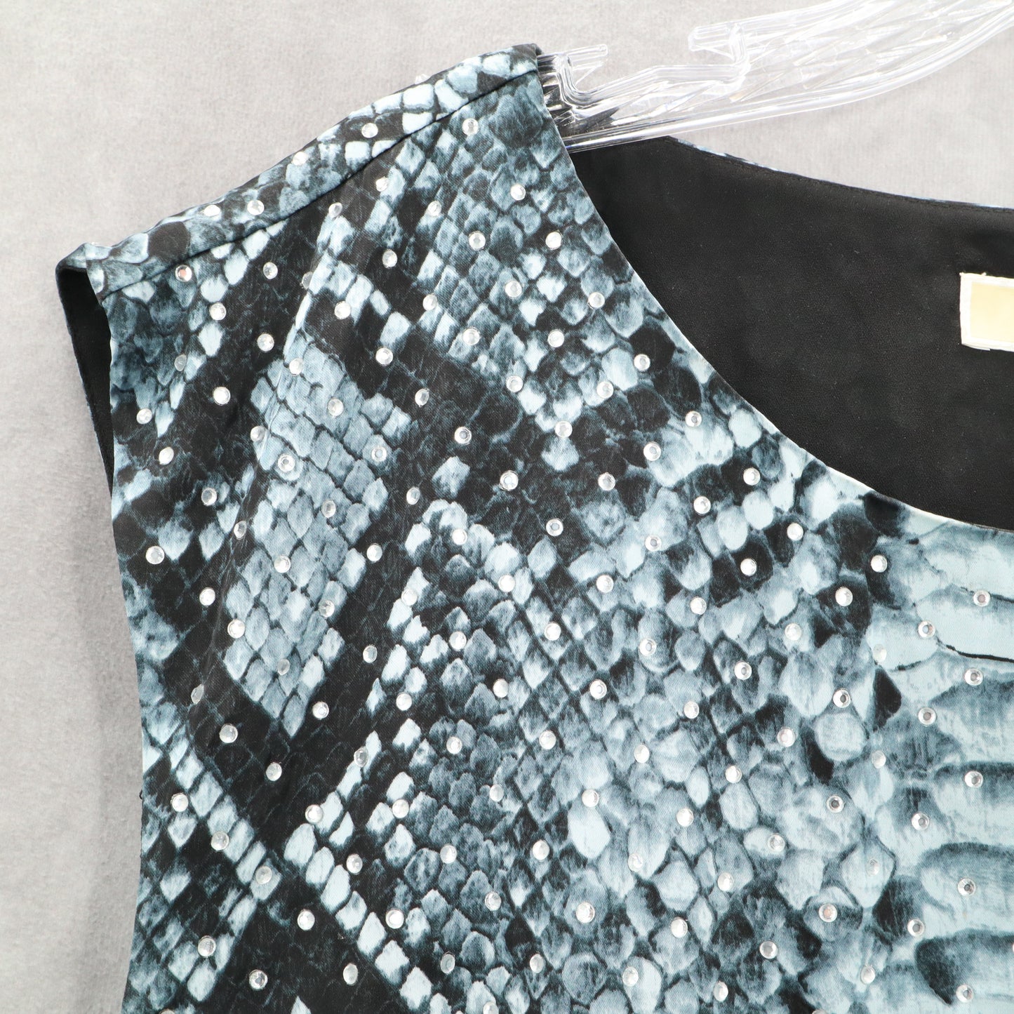 Michael Kors Blue Rhinestone Animal Print Party Snakeskin Sheath Dress Medium