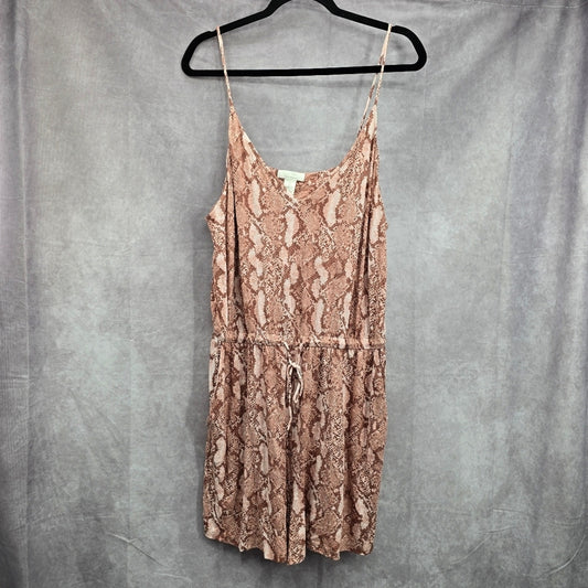 H&M Pink Printed Romper Sleeveless Shorts Pockets Stretch Large