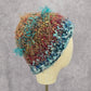 Blue Funky Vintage Y2K Bucket Beanie Skater Brown Fringe Knit Crochet Whimsy Hat