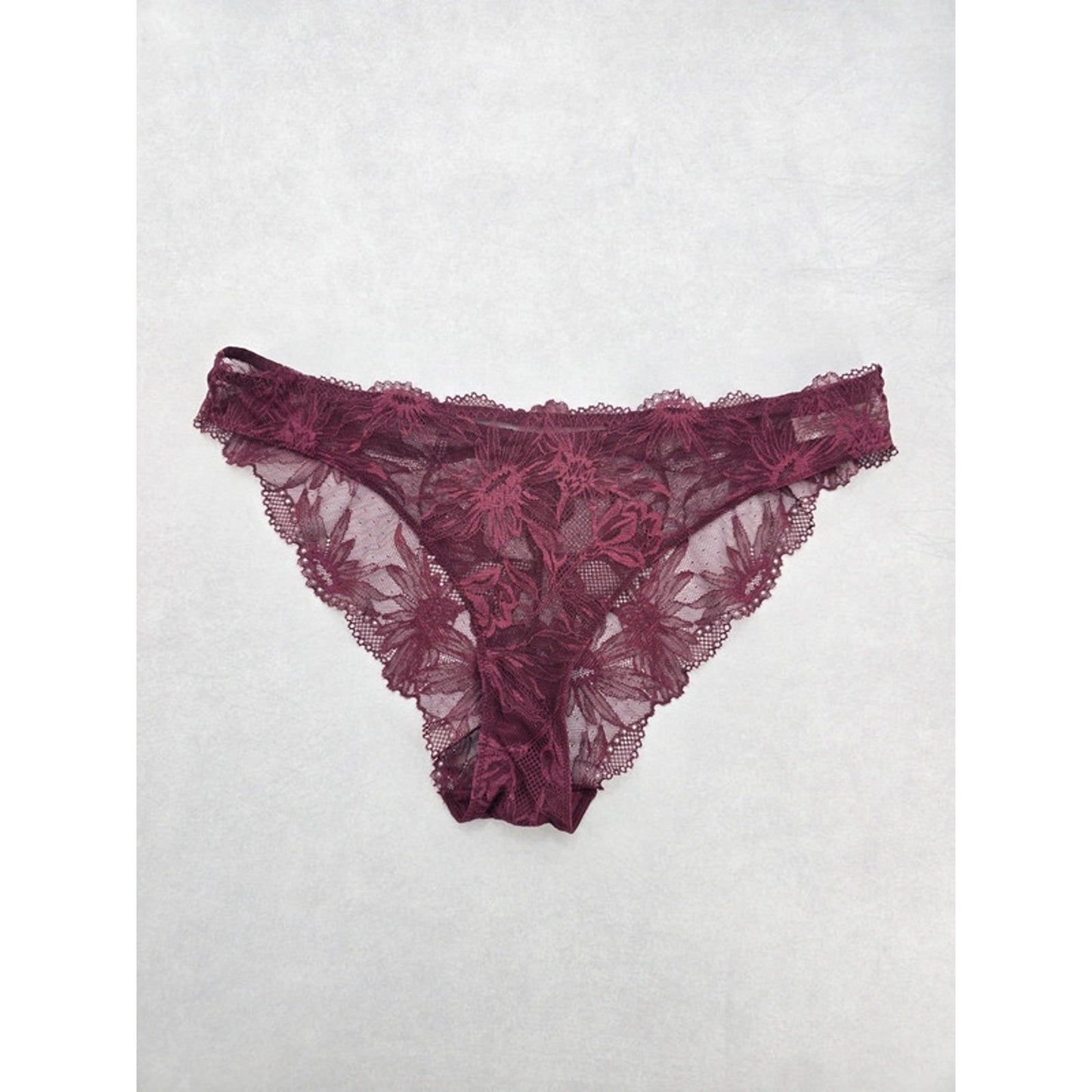 Maroon Red Lace Panty Dainty Whimsy Sexy Goth Fairy Coquette Bridal Size 18