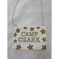 Camp Ozark Beaded Stars White Brown Clutch Gold Chain Strap Shoulder Purse Bag