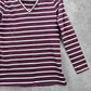 Zenana Outfitters Purple Long Sleeve Stripe Y2K Retro Cotton Blouse Top Medium