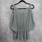 Studio Y Back White Chevron Beaded Sheer Cut Out Cold Shoulder Top XS