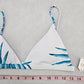 White Floral Padded Sports Bra Active Bikini Bralette Swim Top S Small