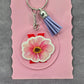 Letter Keychain Clear Silver Circle Handmade Acrylic Tassel Flower X Purple
