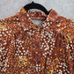 059. No Boundaries Brown Floral Crisscross Short Sleeve Button Down Top Small