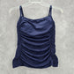 DKNY Blue Scrunch Drape Stretch Padded Swimwear Tankini Tank Top Medium M 10