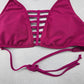 Mossimo Purple Padded Cutout Halter Tie Plunge Bikini Bralette Swim Top S Small