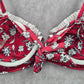 Shein Red Flower Bikini Top Swimwear Swimsuit Bathing Suit Small