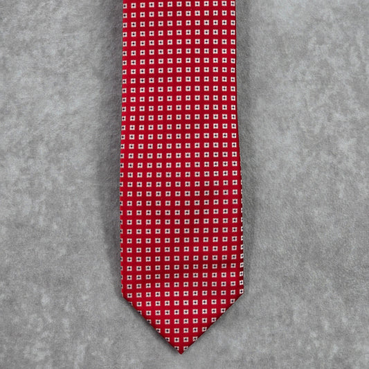 Andrea Franceschi Roma Red Checker Geometric Executive Silk Neck Tie Men's