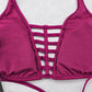 Mossimo Purple Padded Cutout Halter Tie Plunge Bikini Bralette Swim Top S Small