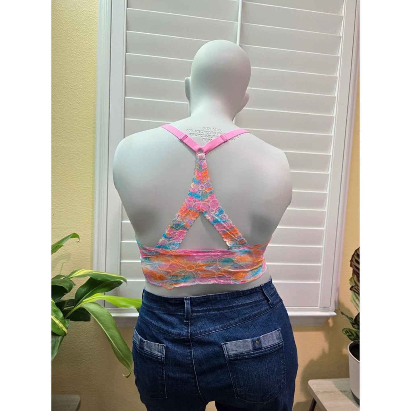 Multicolor Lace Floral Fairy Bralette Plus Size XXXL 3X