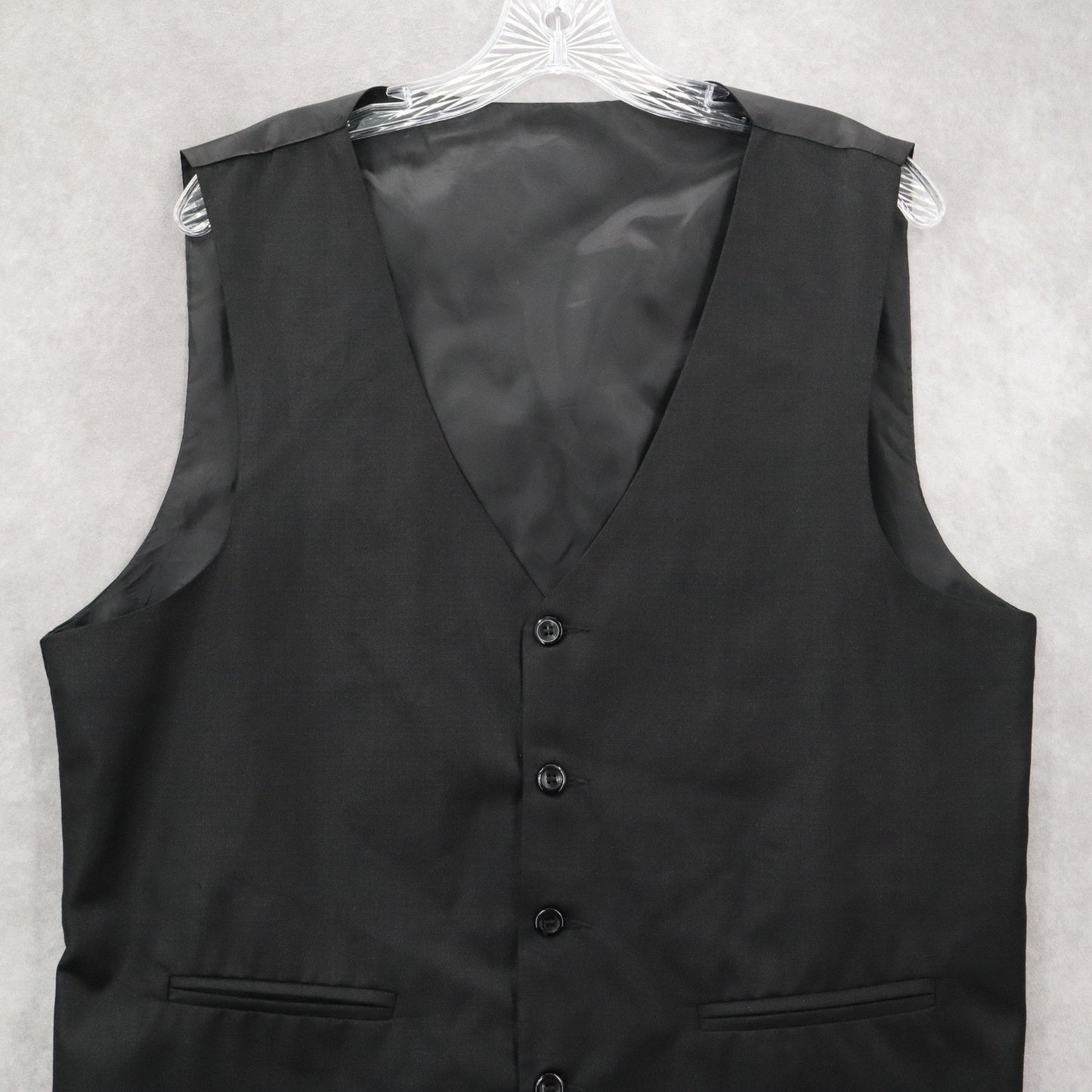 Black 5 Button Welt Pocket Point Waistcoat Formal Preppy Tuxedo Suit Vest L 44R