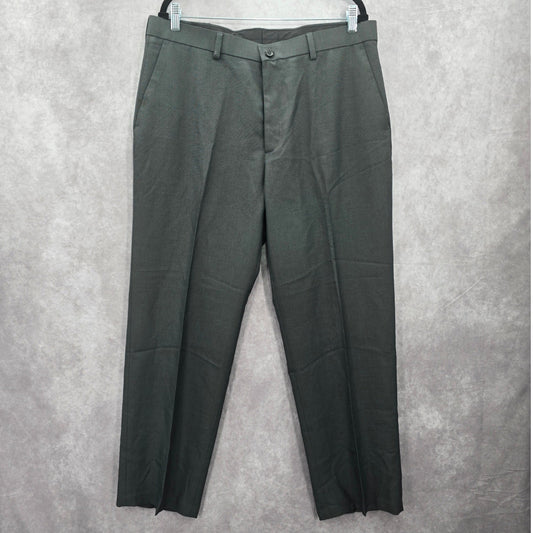 Haggar Gray Formal Preppy Business Executive Office Work Dress Pants Mens 38x30