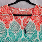 Downeast White Floral Tassel Boho Beach Swim Cover Up Duster Kimono XS/S