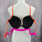 Victoria's Secret Black Pink Padded Bikini Top Halter Cutout Swimwear 34D