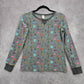 Gray Outdoor Camping Compass Print Long Sleeve Cotton Tee Top Extra Small XS