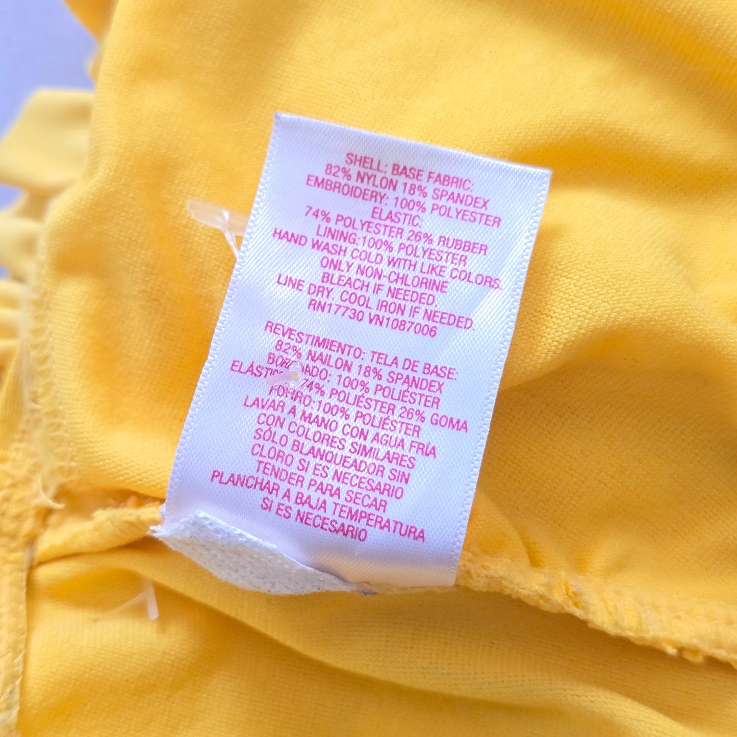 Y2K VTG Yellow Ruffle Smock Bandeau Coquette Retro Swimwear Bikini Top Medium