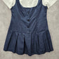 iEFiEL Blue White Short Sleeve Button Down Uniform 3 in 1 Top Medium