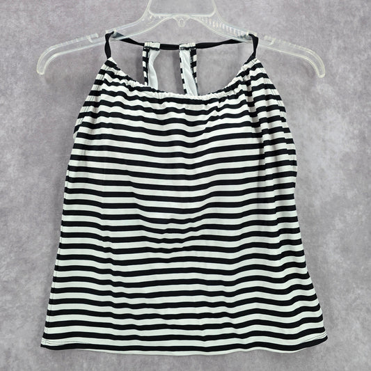 Kona Sol Black White Stripe Padded Swimwear Tankini Tank Top M Medium