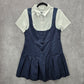 iEFiEL Blue White Short Sleeve Button Down Uniform 3 in 1 Top Medium