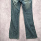 158. XOXO Blue Straight Bootcut Flare Gold Sequin Denim Pants Jeans 7/8